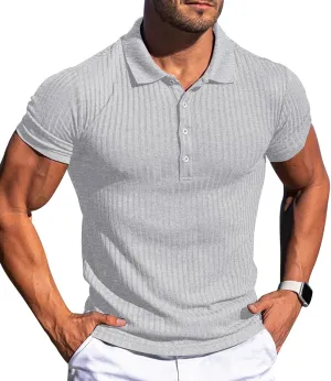 Askdeer Men's Polo Shirts Long/Short Sleeve Slim Fit Casual Shirts Classic Stretch Polo T Shirt Golf Shirts