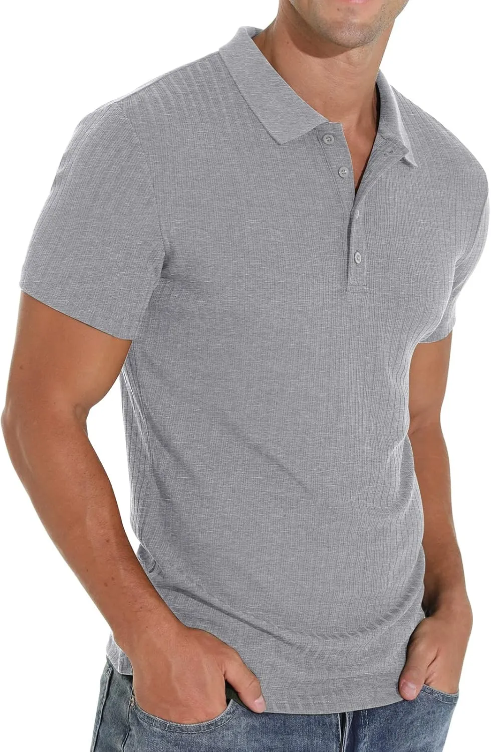 Askdeer Men's Polo Shirts Long/Short Sleeve Slim Fit Casual Shirts Classic Stretch Polo T Shirt Golf Shirts
