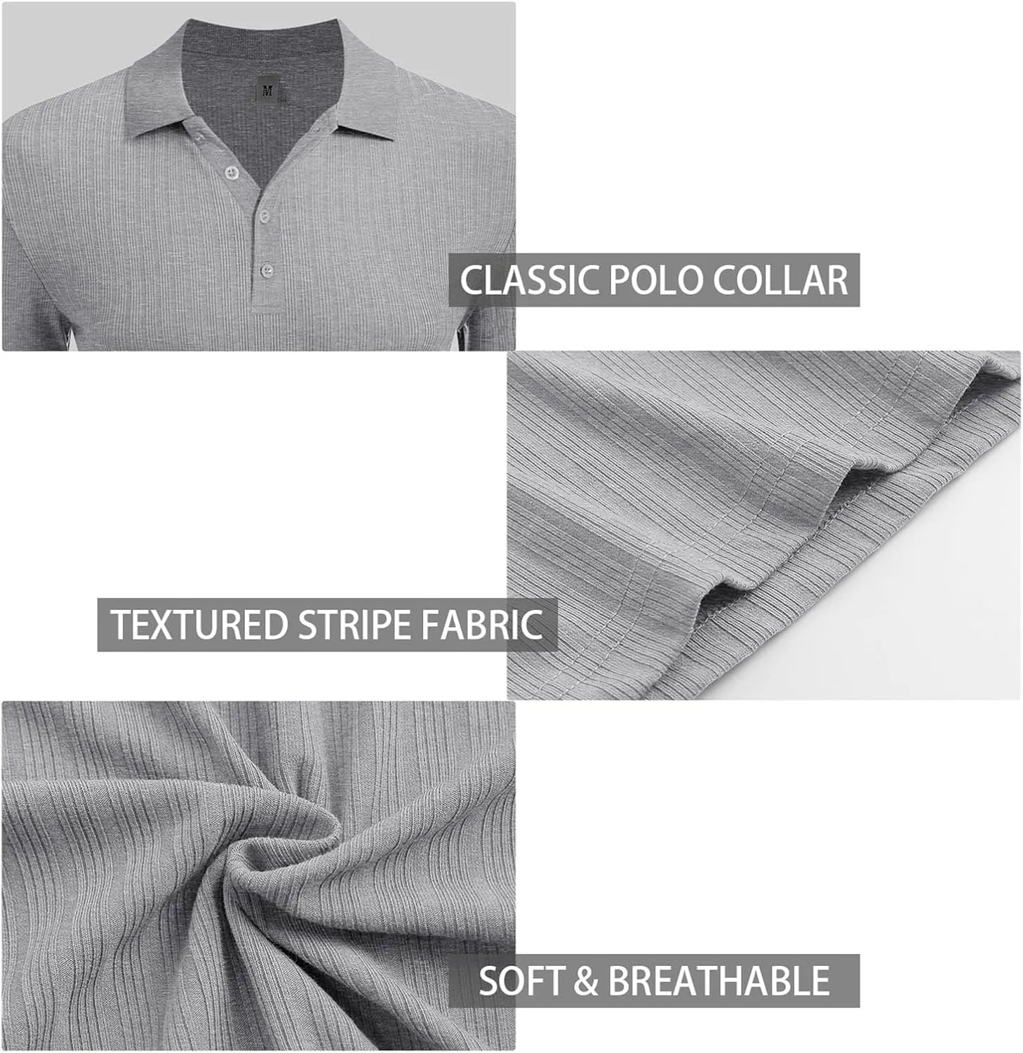 Askdeer Men's Polo Shirts Long/Short Sleeve Slim Fit Casual Shirts Classic Stretch Polo T Shirt Golf Shirts