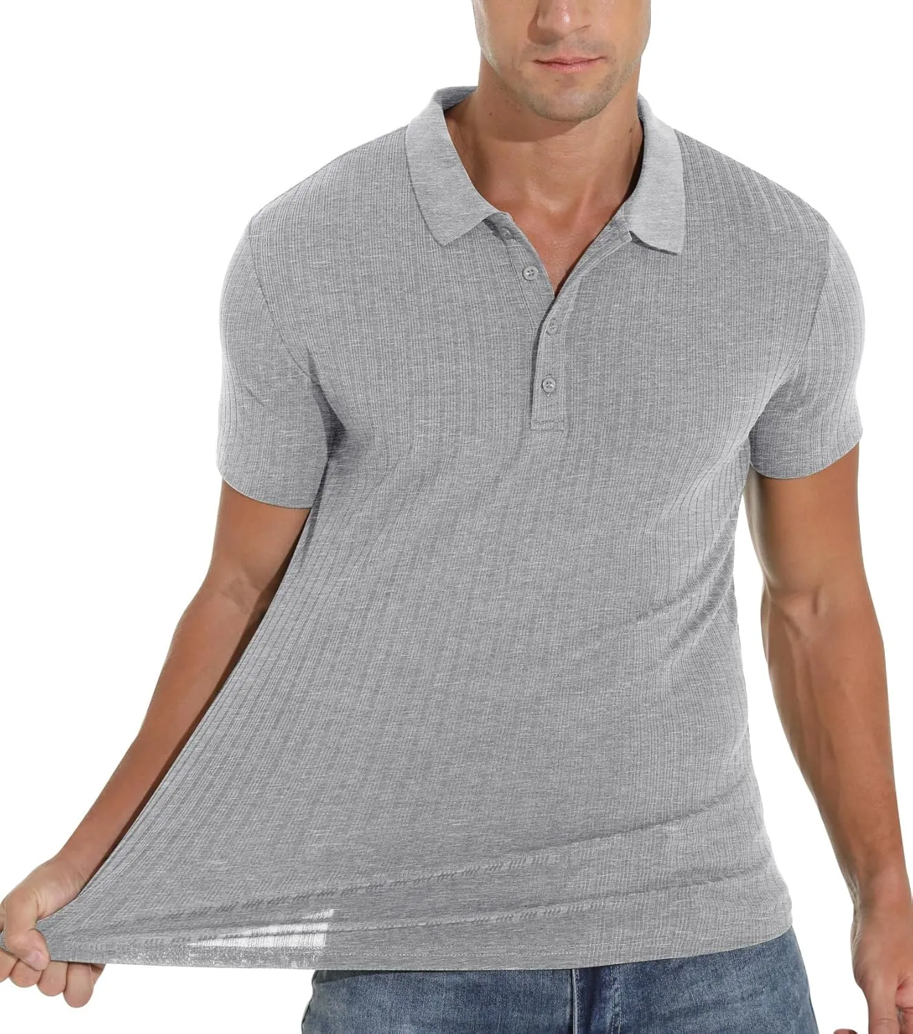 Askdeer Men's Polo Shirts Long/Short Sleeve Slim Fit Casual Shirts Classic Stretch Polo T Shirt Golf Shirts