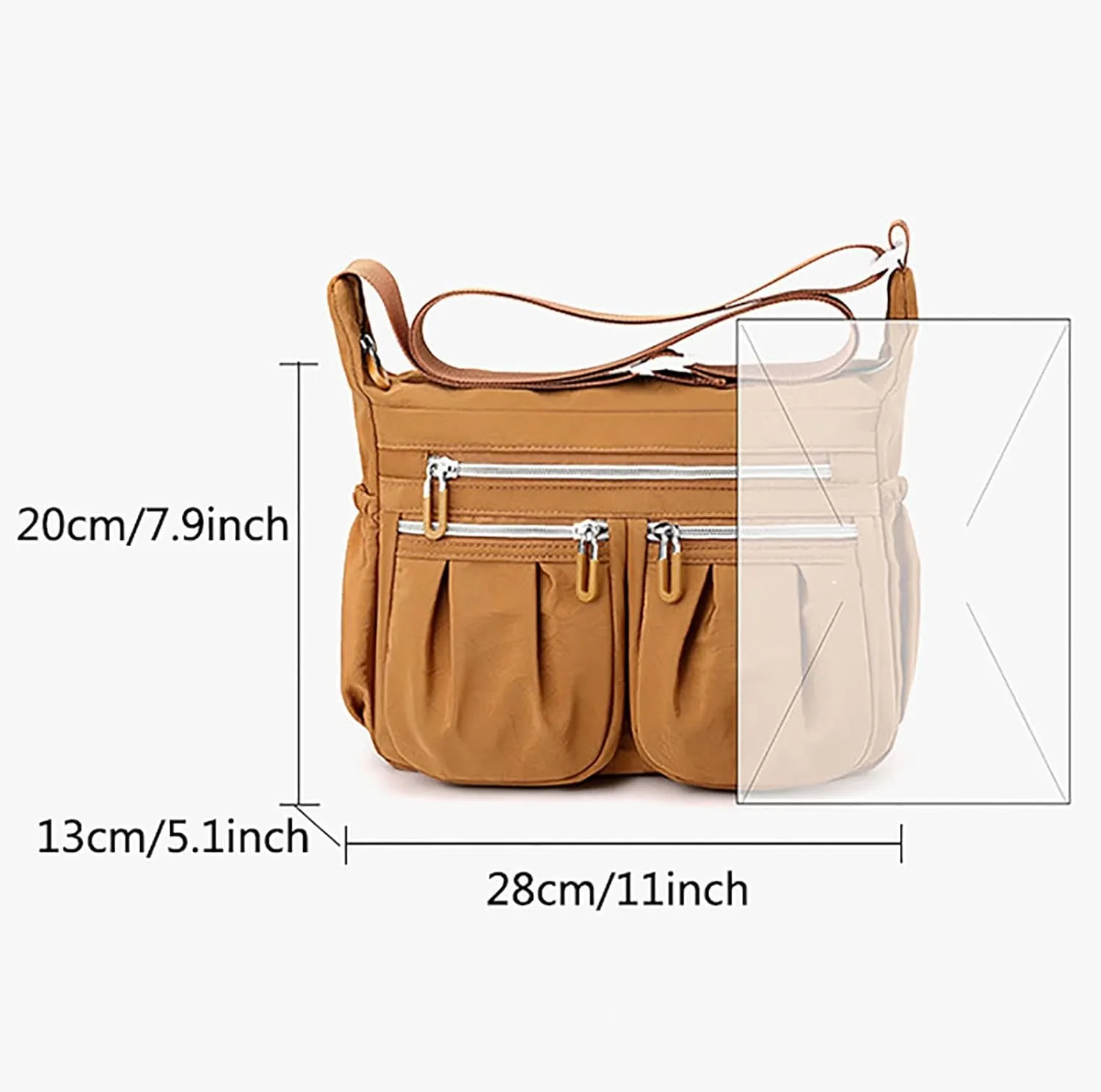 Athletic Crossbody Bags for Women Fabric Nylon Multi Pocket Crossbody Bags Carry Options for Work and Daily Use(One Size)