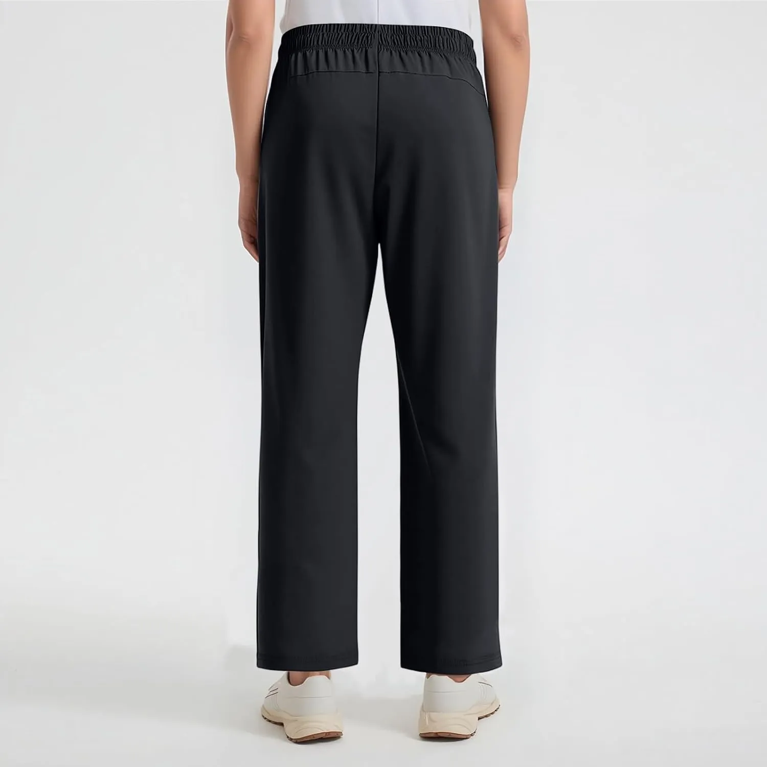 Athletic Workout Pants Women Loose Fit Stretch Active Quick Dry Breathable Baggy Pants Straight Leg with Zip Pockets