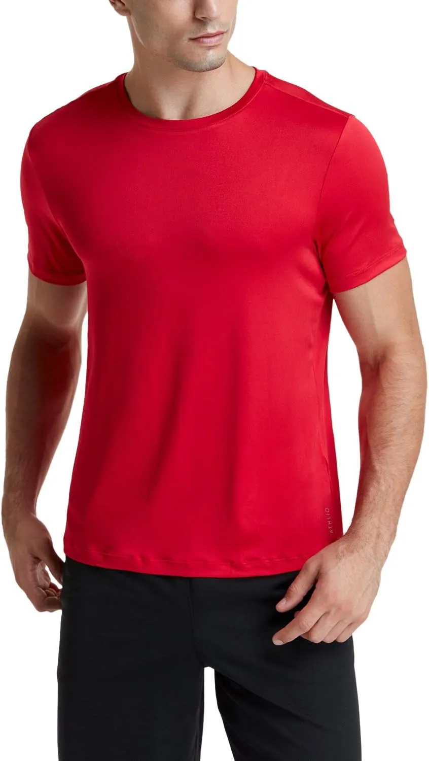 ATHLIO Men's Workout Running Shirts, Sun Protection Quick Dry Athletic Shirts, Short Sleeve Gym T-Shirts