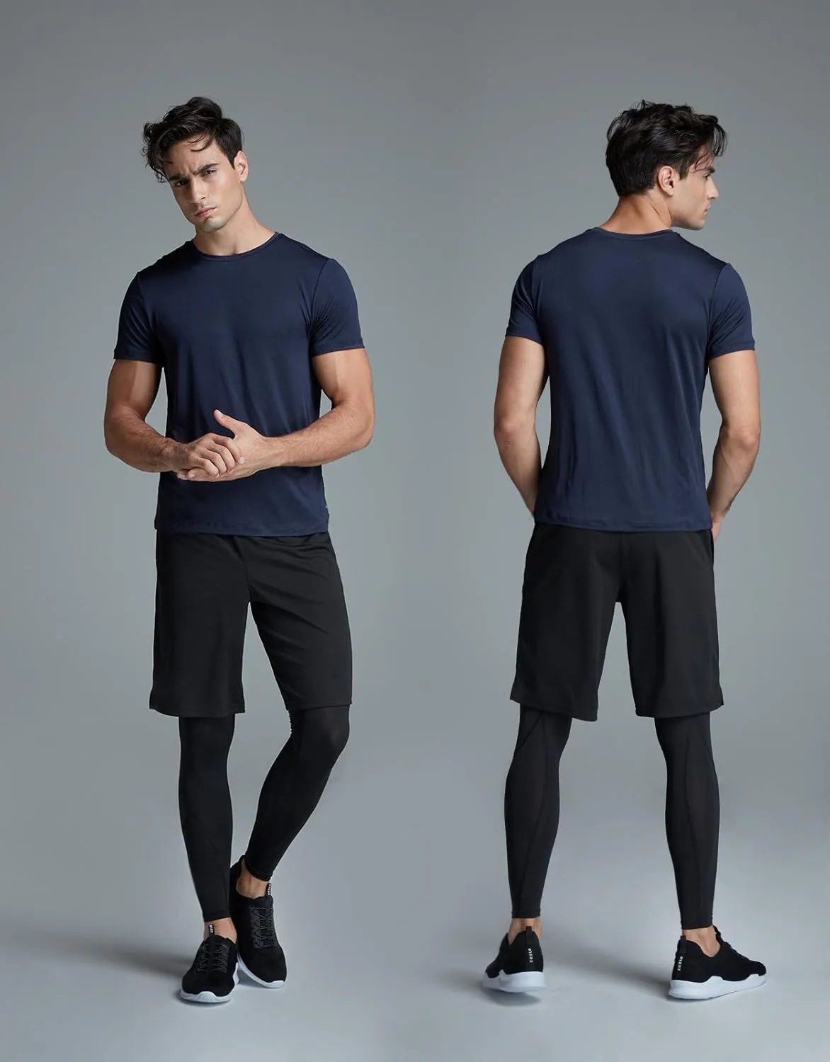 ATHLIO Men's Workout Running Shirts, Sun Protection Quick Dry Athletic Shirts, Short Sleeve Gym T-Shirts