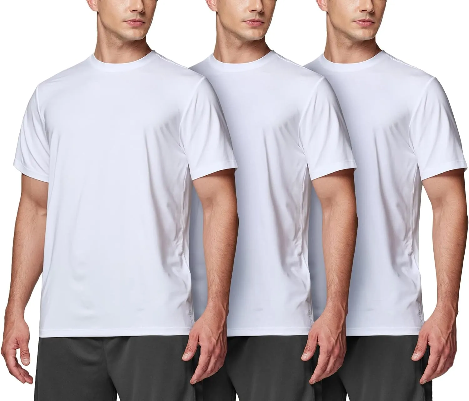 ATHLIO Men's Workout Running Shirts, Sun Protection Quick Dry Athletic Shirts, Short Sleeve Gym T-Shirts