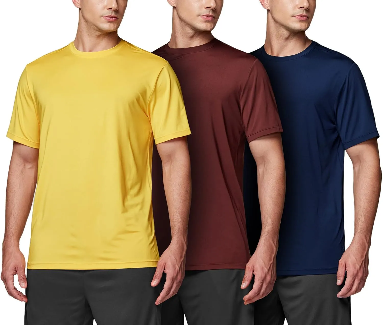 ATHLIO Men's Workout Running Shirts, Sun Protection Quick Dry Athletic Shirts, Short Sleeve Gym T-Shirts