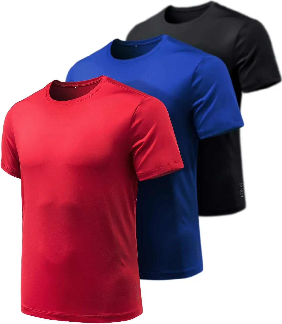 ATHLIO Men's Workout Running Shirts, Sun Protection Quick Dry Athletic Shirts, Short Sleeve Gym T-Shirts