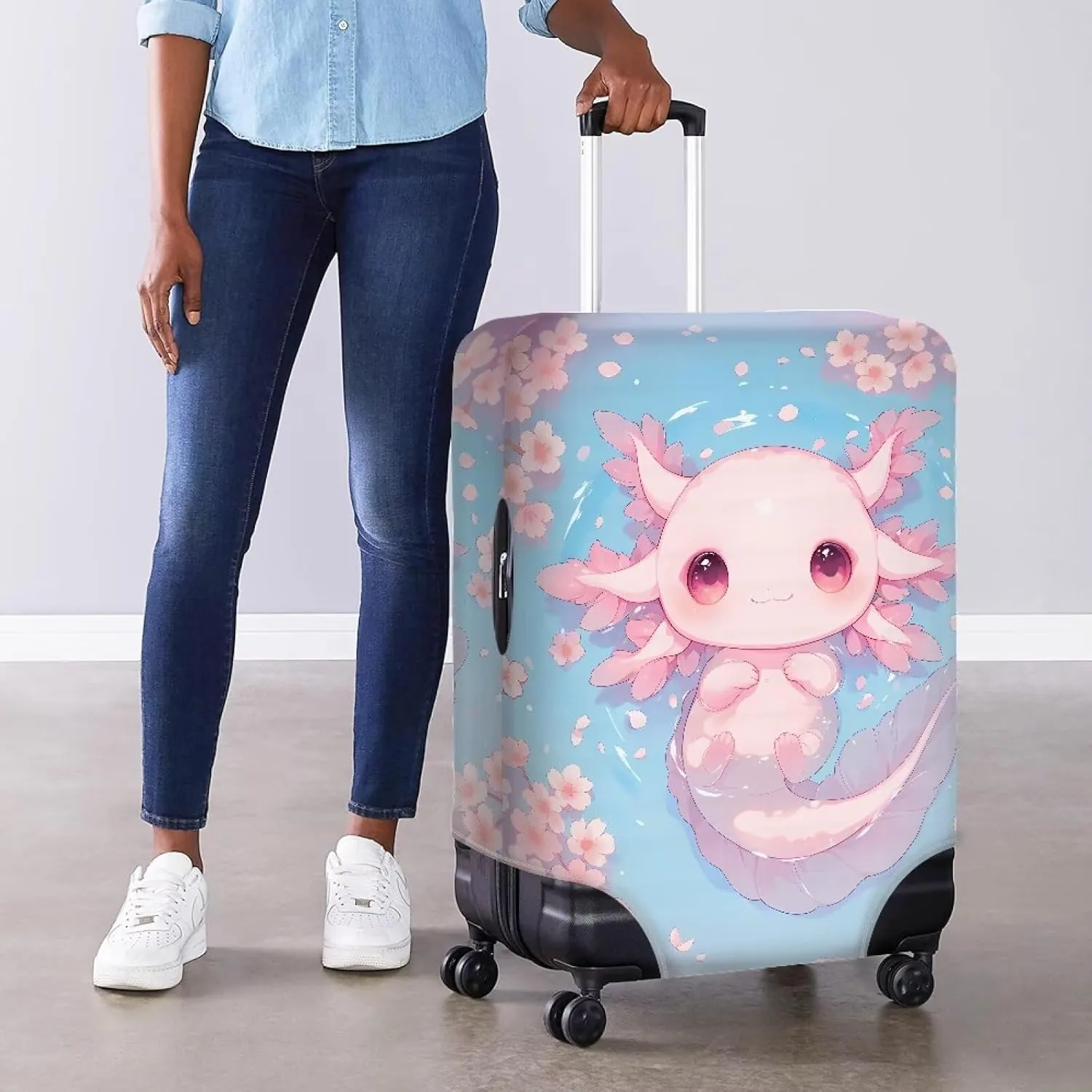 Axolotl Design Luggage Suitcase Cover for Luggage, Elastic Luggages Cover Protector Anti-Scratch Travel Suitcases Covers Fits 18-32 Inch Luggages