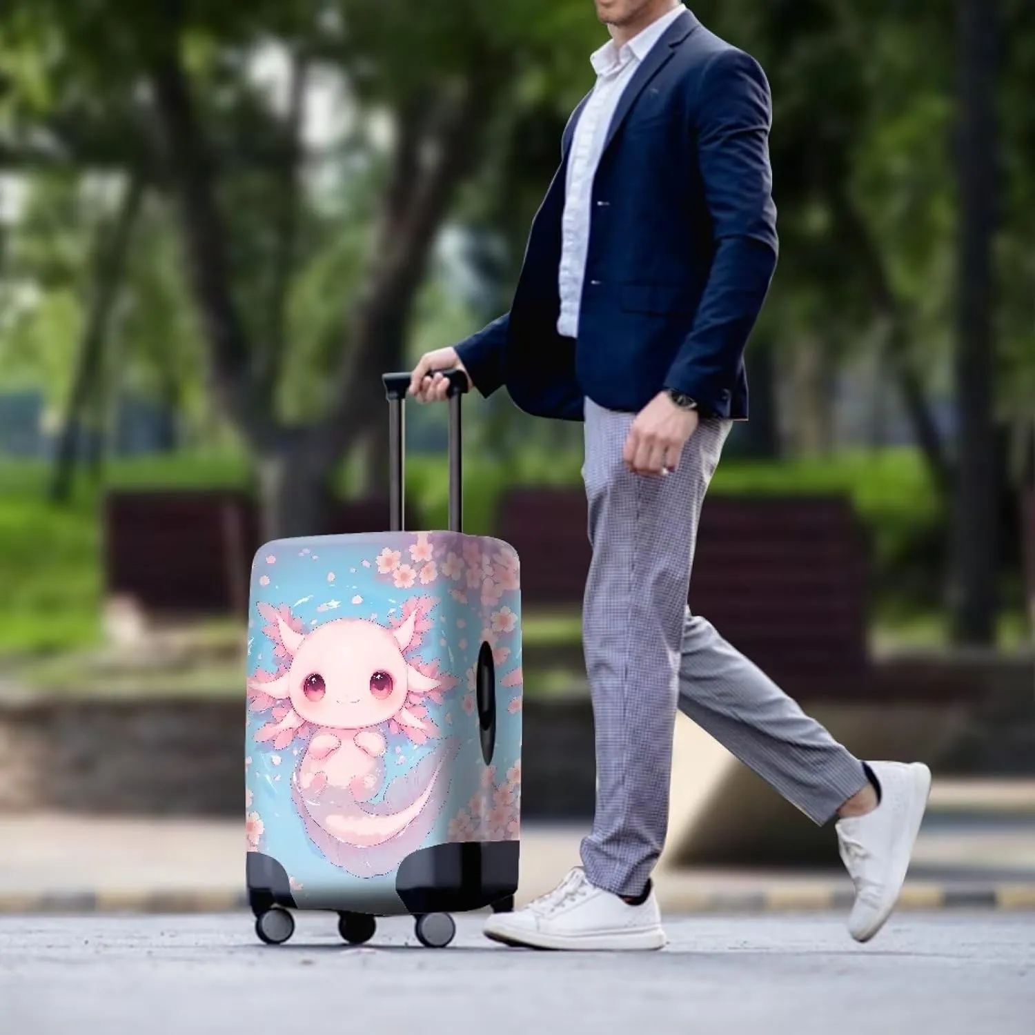 Axolotl Design Luggage Suitcase Cover for Luggage, Elastic Luggages Cover Protector Anti-Scratch Travel Suitcases Covers Fits 18-32 Inch Luggages