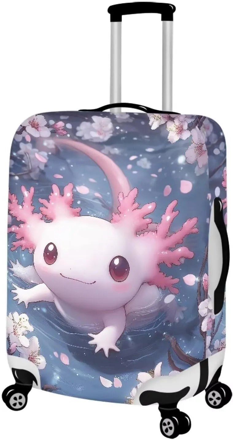 Axolotl Luggage Cover Protector Washable Suitcase Cover Baggage Cover Travel Elastic Spandex Suitcase Protector Fits 28 to 32 Inch Suitcase Sleeve