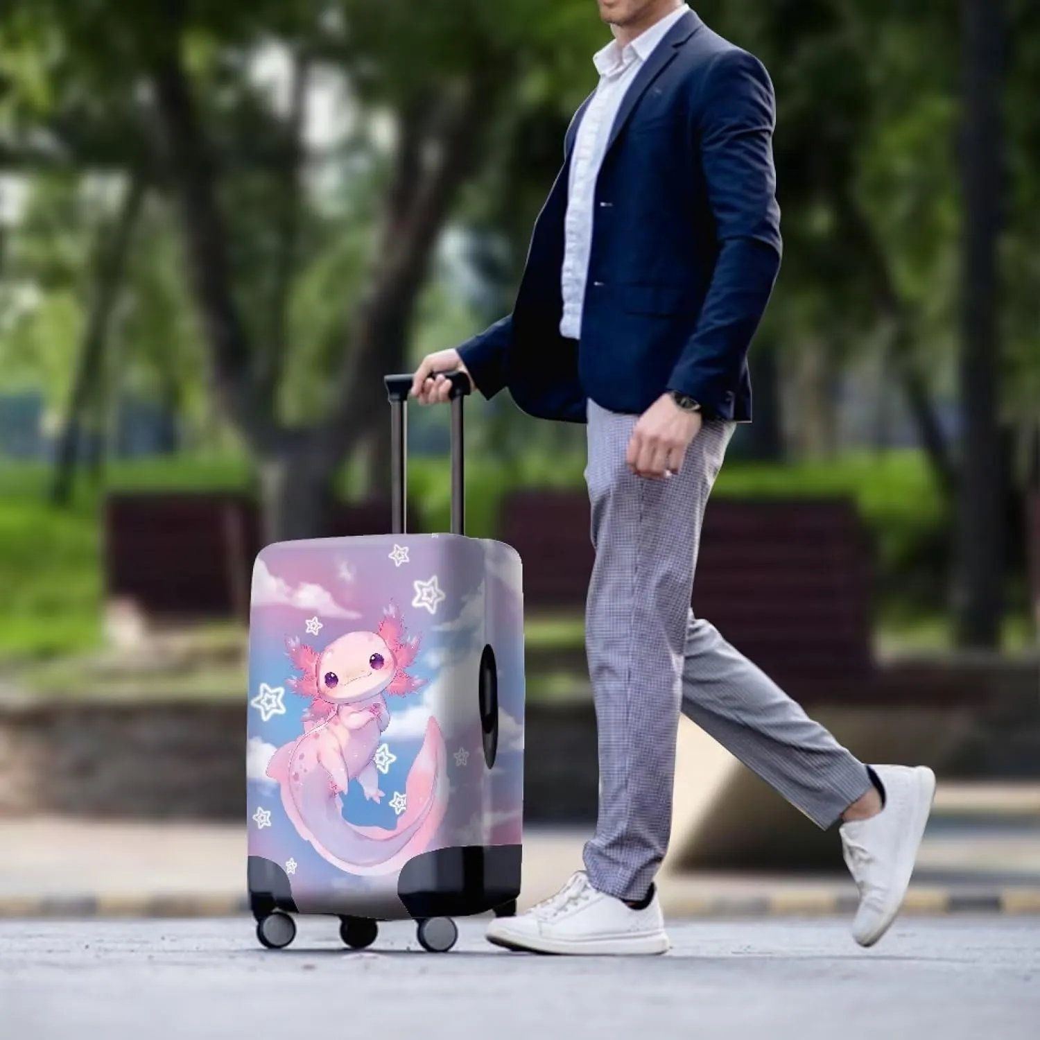 Axolotl Star Luggage Cover Protector Zipper Washable Travel Suitcase Sleeves for 18-32 Inch Travel Essential