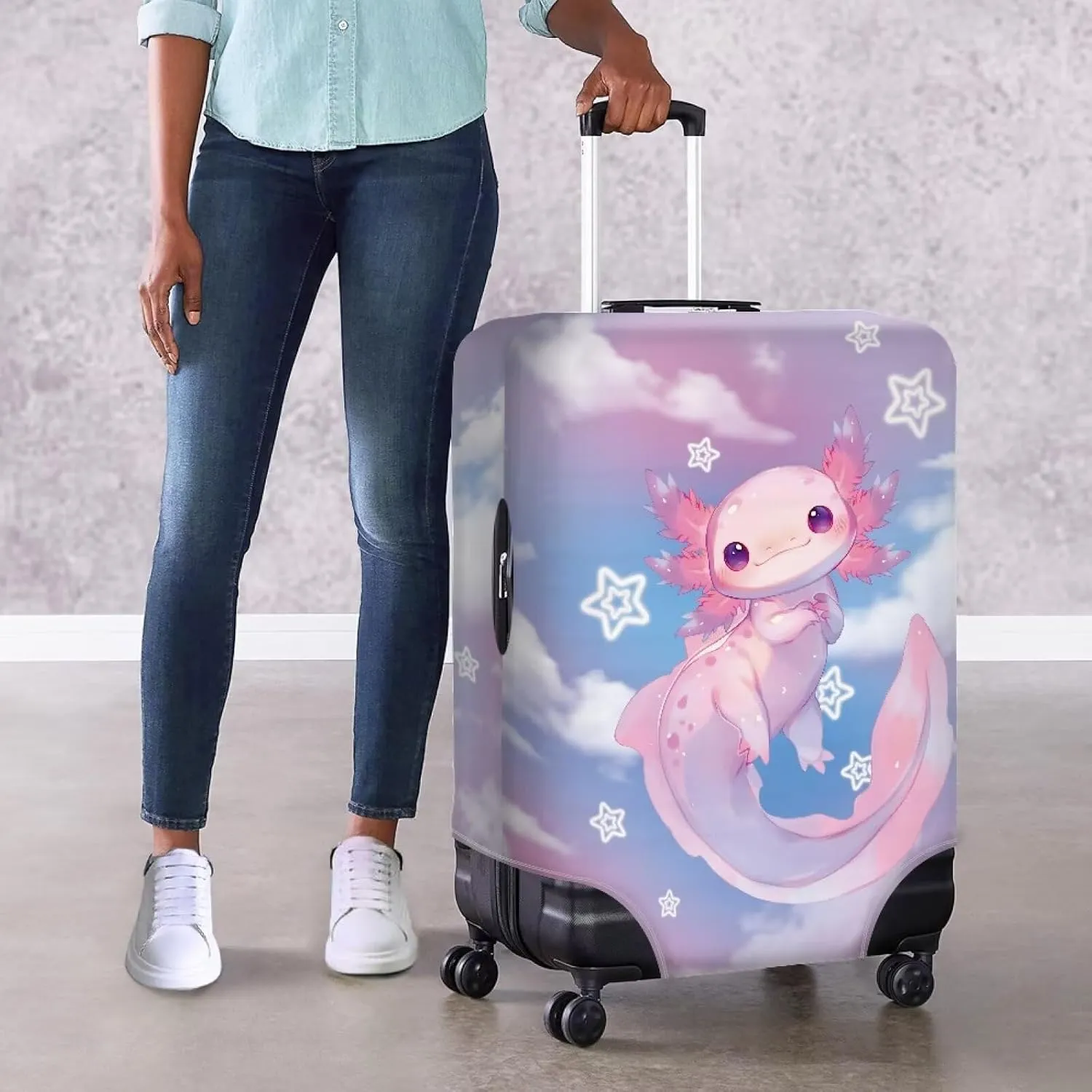 Axolotl Star Luggage Cover Protector Zipper Washable Travel Suitcase Sleeves for 18-32 Inch Travel Essential