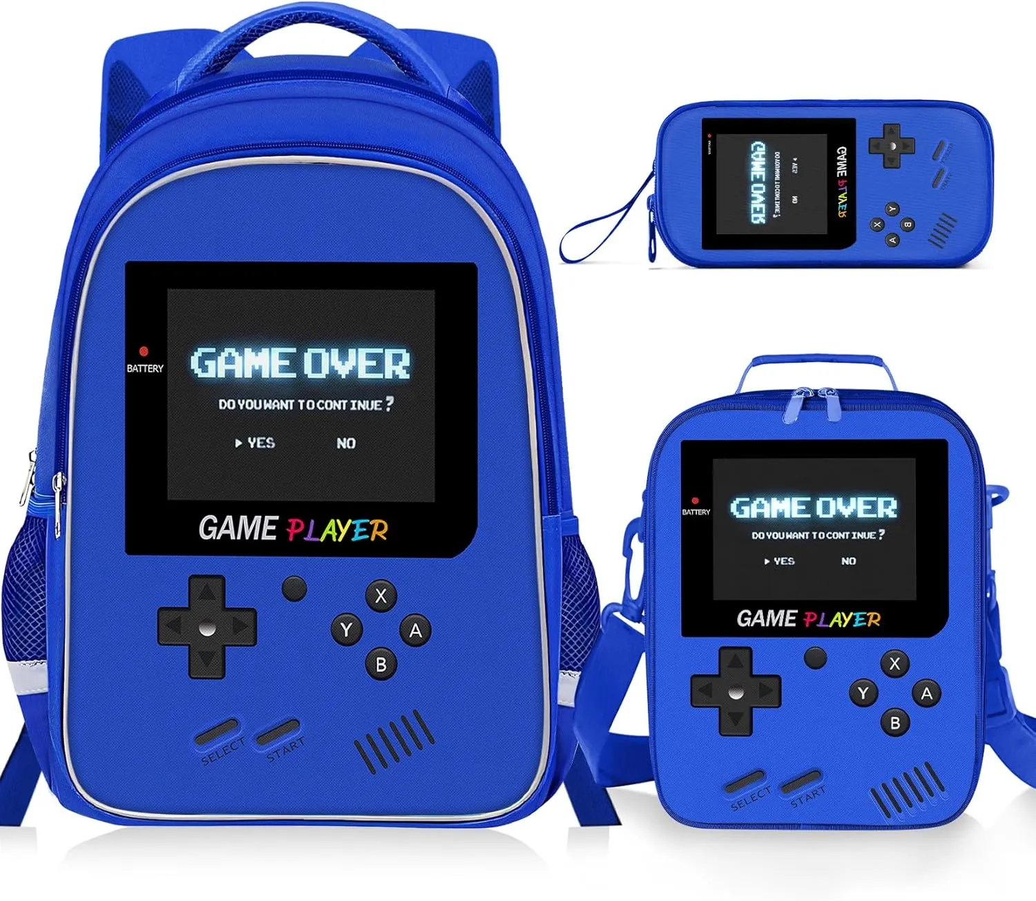 Backpack for School Boys,3pcs Boys Backpack and Lunch Box Set for Elementary Middle School, 17 Video Game Bookbag for Ages 6-18 Kids Children Teens
