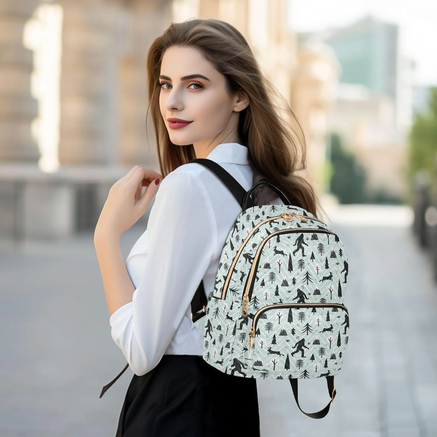 Backpack Purse Bigfoot Sasquatch for Women's Lightweight Quilted Handbag Shoulder Bags Fashion Casual Ladies Backpack for Travel Work M