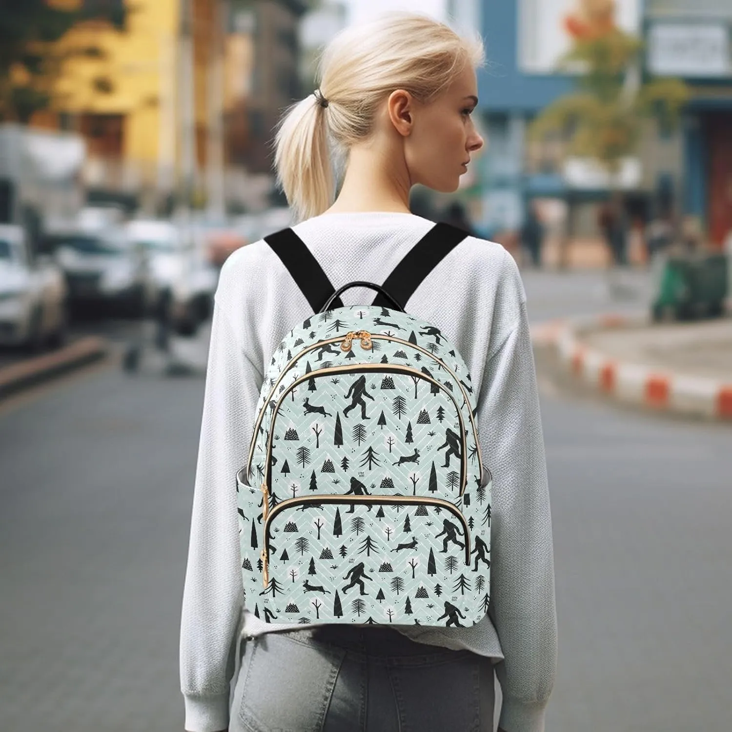Backpack Purse Bigfoot Sasquatch for Women's Lightweight Quilted Handbag Shoulder Bags Fashion Casual Ladies Backpack for Travel Work M