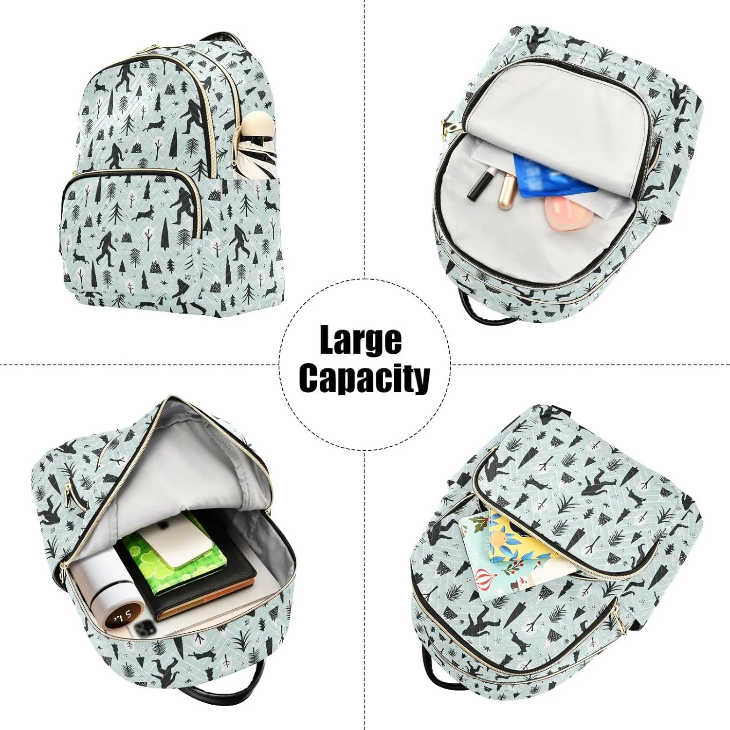 Backpack Purse Bigfoot Sasquatch for Women's Lightweight Quilted Handbag Shoulder Bags Fashion Casual Ladies Backpack for Travel Work M