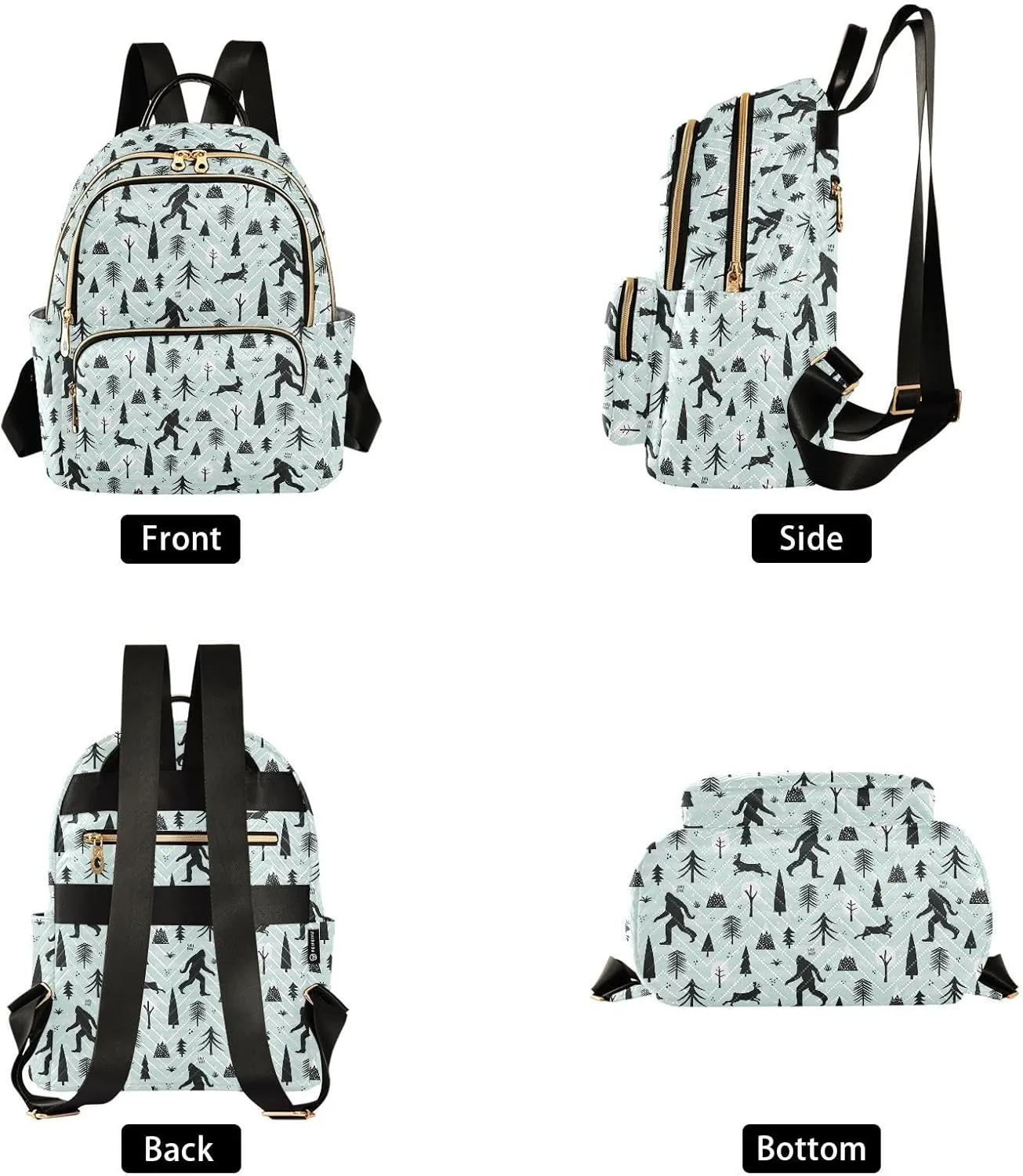 Backpack Purse Bigfoot Sasquatch for Women's Lightweight Quilted Handbag Shoulder Bags Fashion Casual Ladies Backpack for Travel Work M