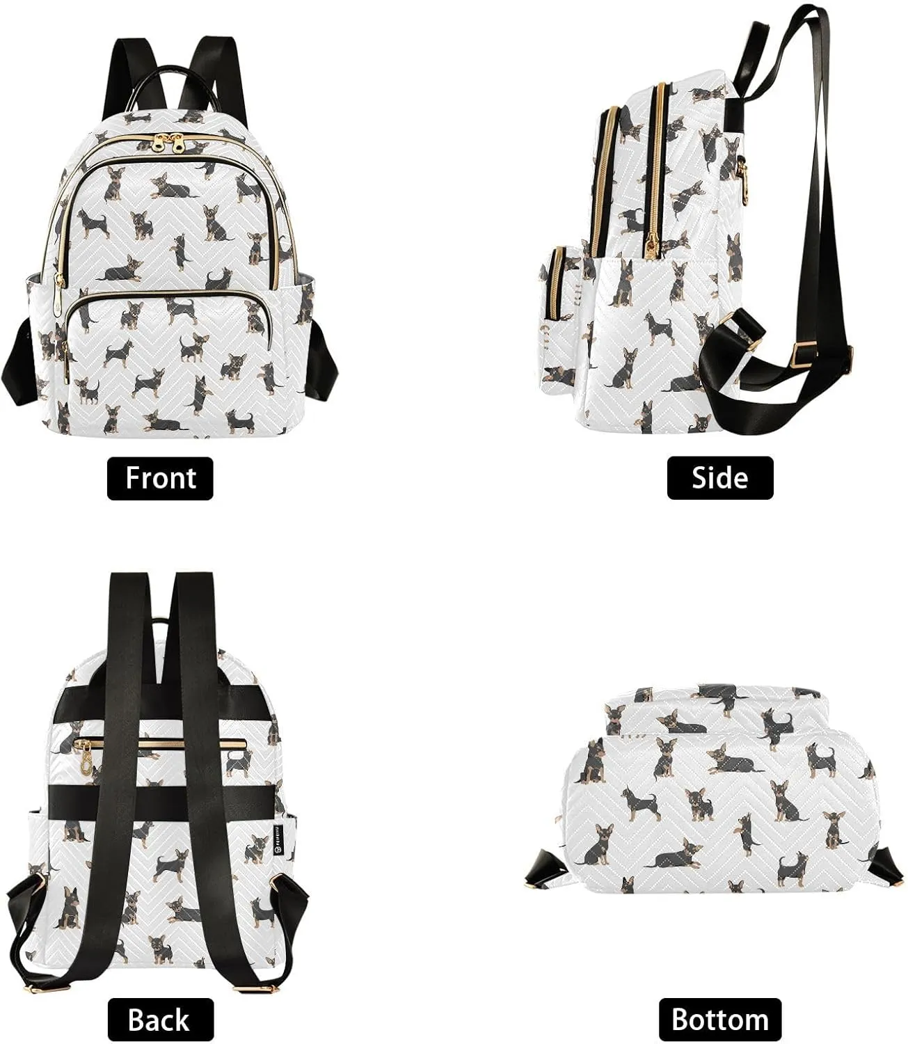 Backpack Purse Chihuahua Dog Silhouette for Women's Lightweight Quilted Handbag Shoulder Bags Fashion Casual Ladies Backpack for Travel Work M
