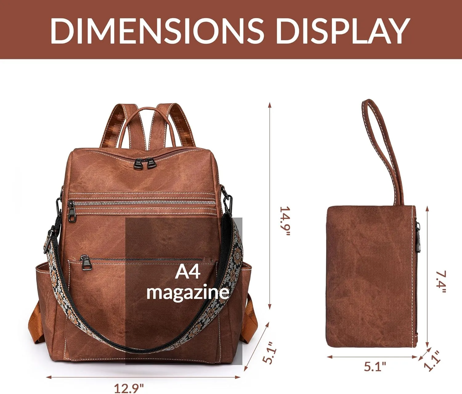 Backpack Purse for Women Pu Leather Travel Backpack Fashion Designer Shoulder Bag Ladies Convertible Handbags