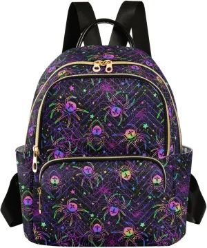 Backpack Purse Halloween Spiders for Women's Lightweight Quilted Handbag Shoulder Bags Fashion Casual Ladies Backpack for Travel Work M