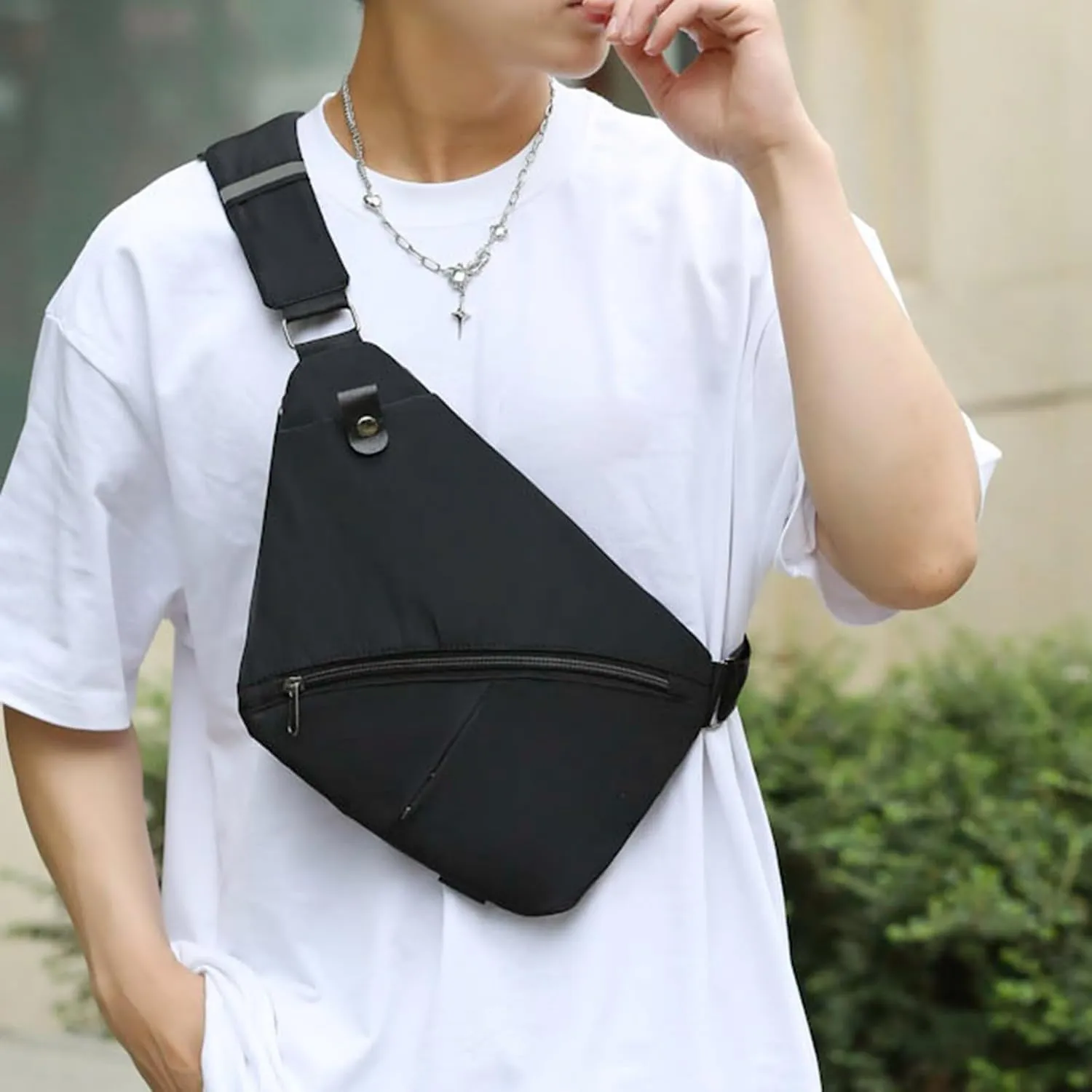 Backpack s Big Men Chest Bag Fashion Sports Casual Bodypack Men Portable Nylon Backpack (Black, One Size)