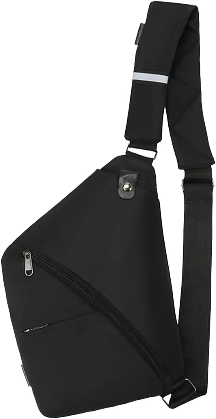 Backpack s Big Men Chest Bag Fashion Sports Casual Bodypack Men Portable Nylon Backpack (Black, One Size)