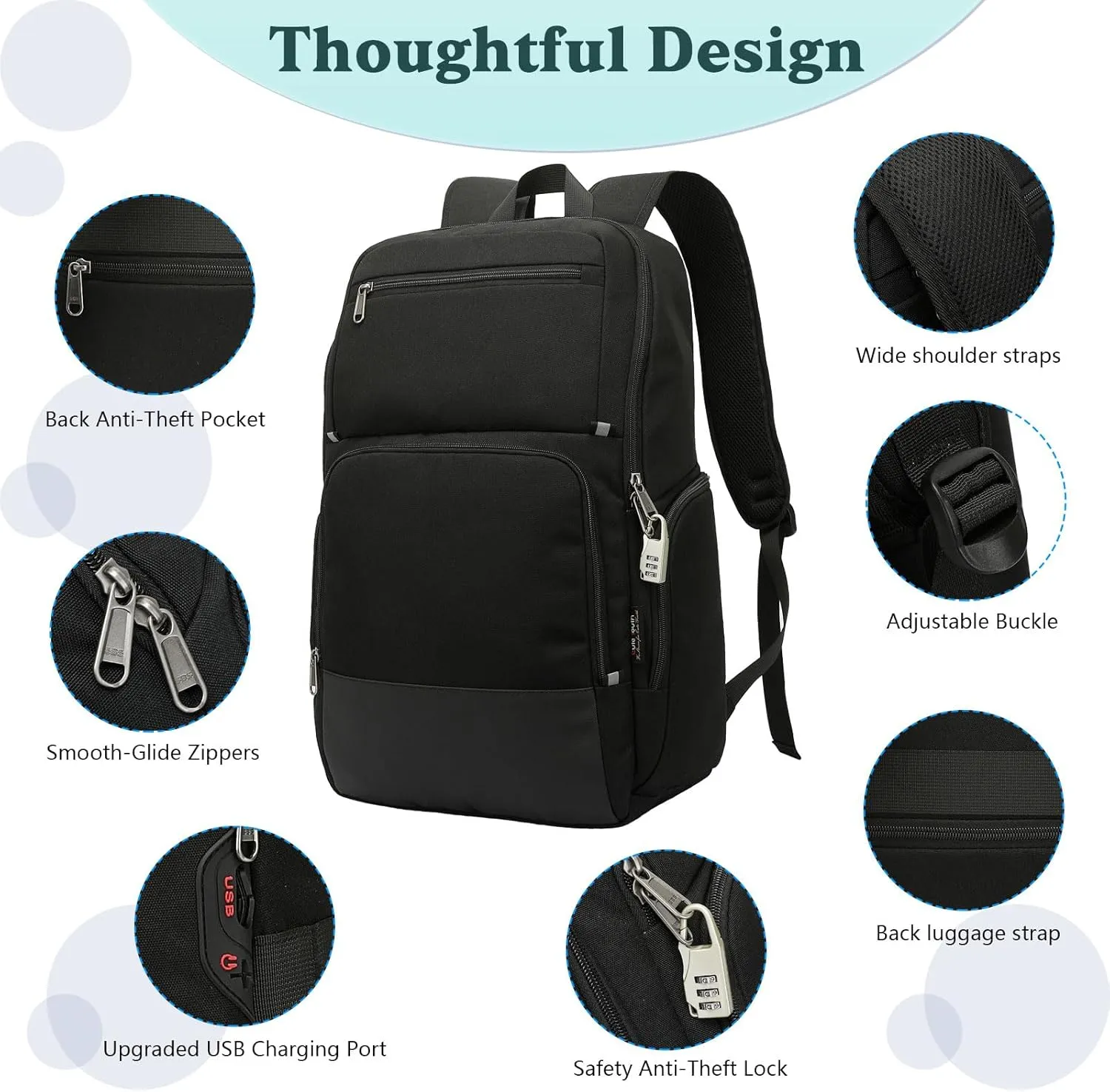 Backpacks for Men Business Laptop Backpack Anti Theft College School Work Backpack Fits 17 Inch Computer (Black, X-Large)