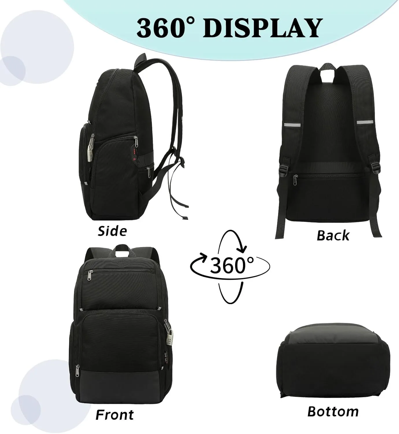 Backpacks for Men Business Laptop Backpack Anti Theft College School Work Backpack Fits 17 Inch Computer (Black, X-Large)