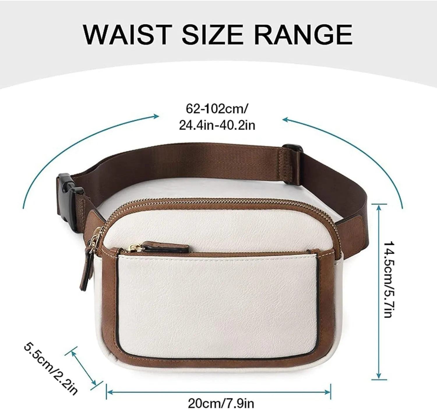 Belt Bag For Women Everywhere Crossbody Waist Bag Adjustable Strap Vegan Leather Women's Fanny Conceal Carry Waist Pack (Black, One Size)