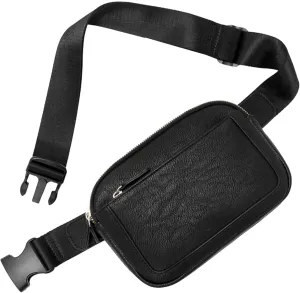 Belt Bag For Women Everywhere Crossbody Waist Bag Adjustable Strap Vegan Leather Women's Fanny Conceal Carry Waist Pack (Black, One Size)
