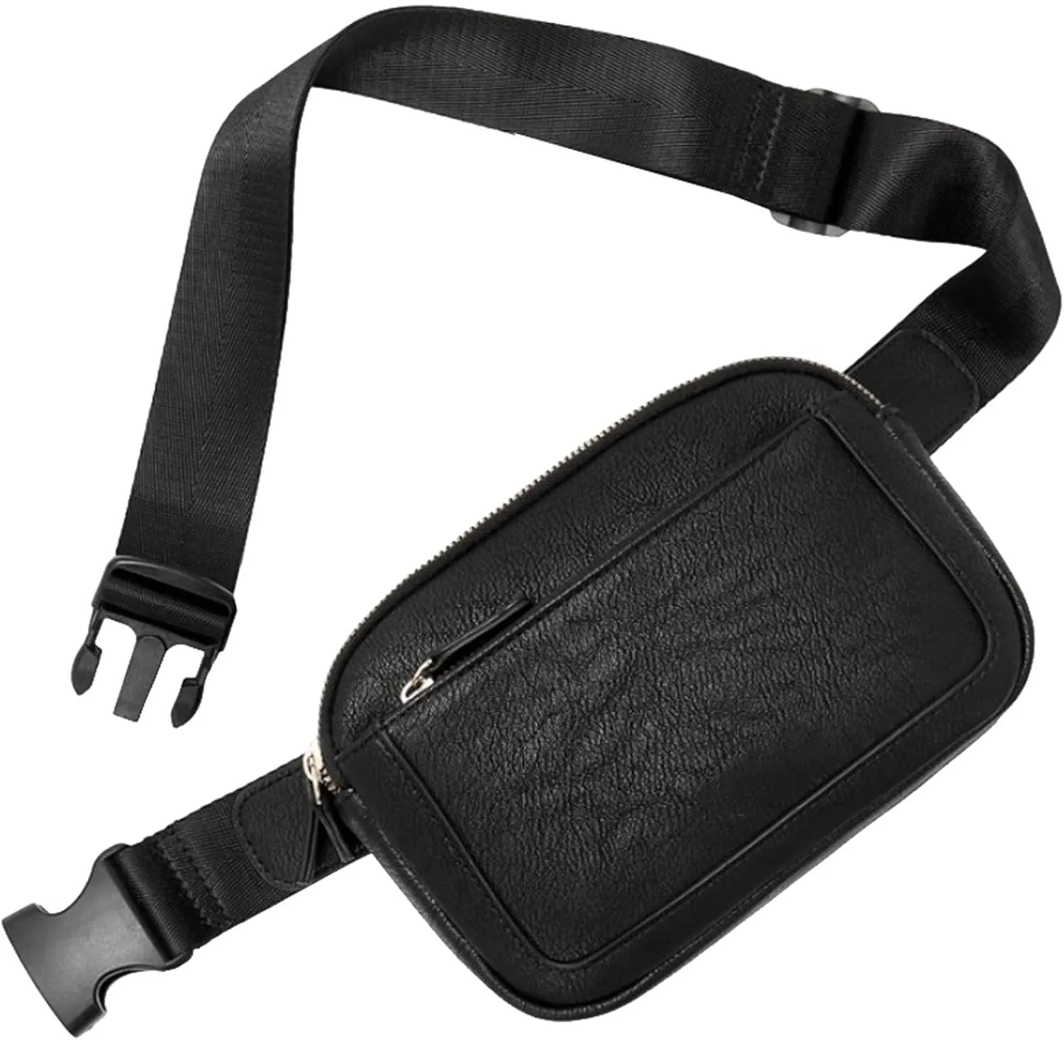 Belt Bag For Women Everywhere Crossbody Waist Bag Adjustable Strap Vegan Leather Women's Fanny Conceal Carry Waist Pack (Black, One Size)
