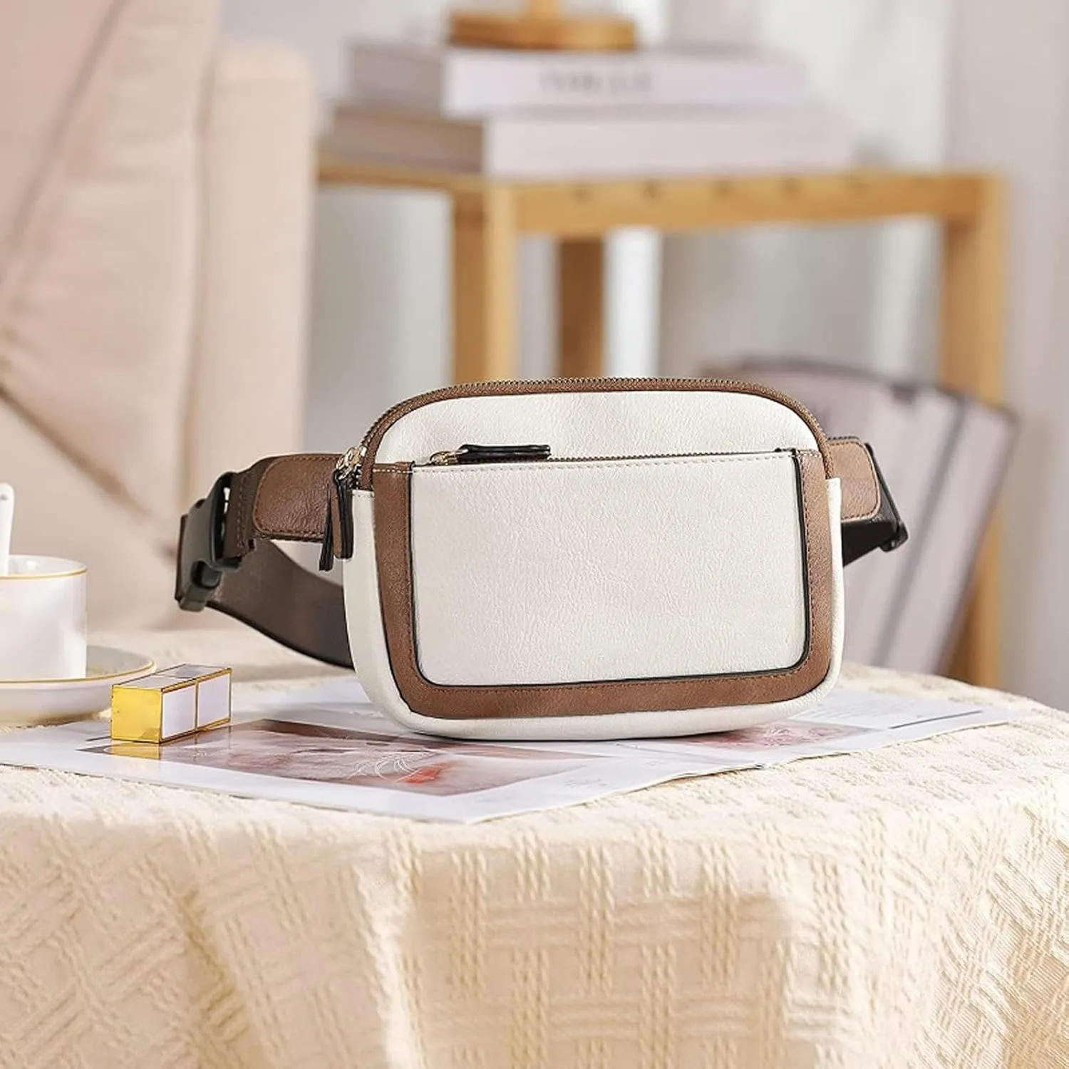 Belt Bag For Women Everywhere Crossbody Waist Bag Adjustable Strap Vegan Leather Women's Fanny Conceal Carry Waist Pack (Coffee, One Size)