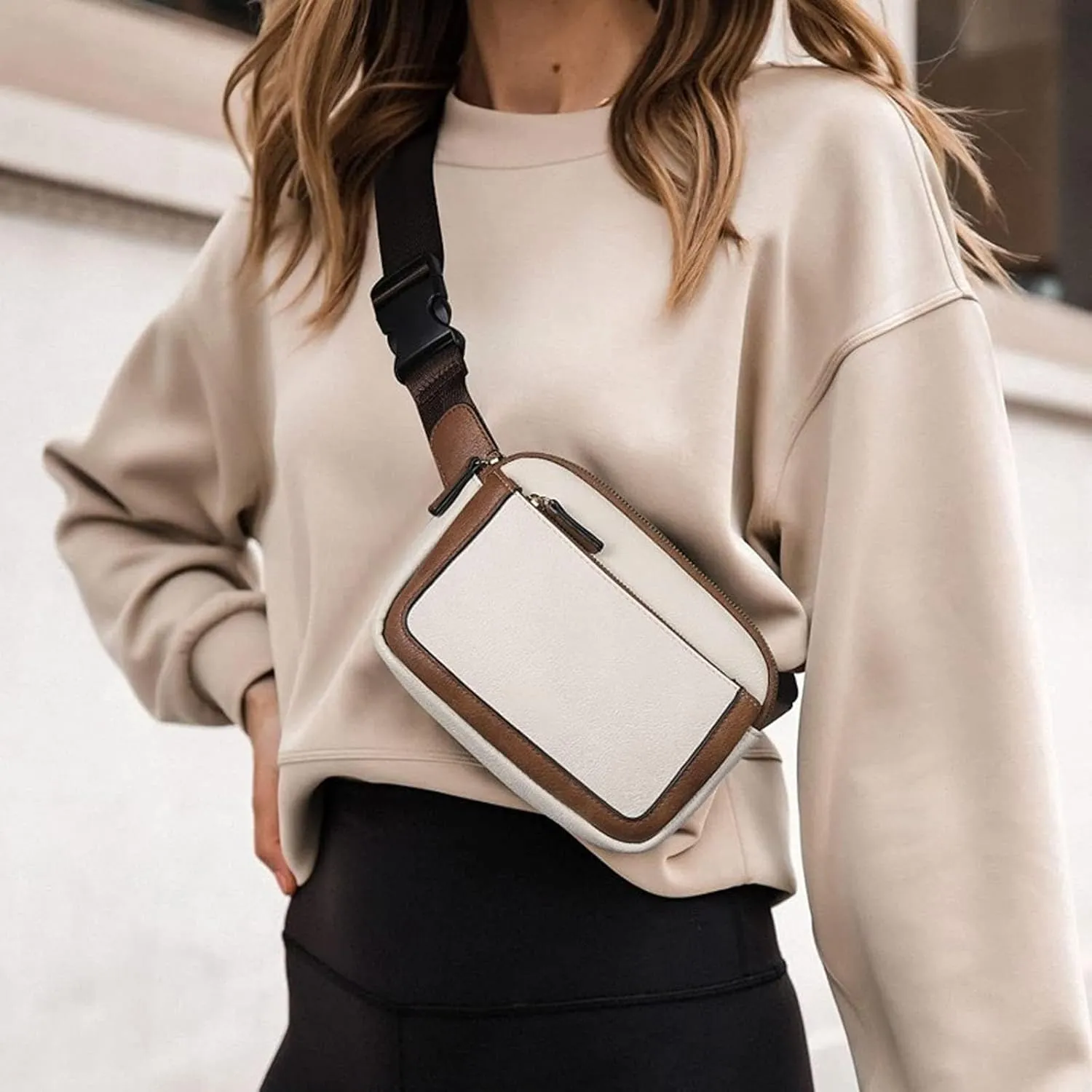Belt Bag For Women Everywhere Crossbody Waist Bag Adjustable Strap Vegan Leather Women's Fanny Conceal Carry Waist Pack (Coffee, One Size)