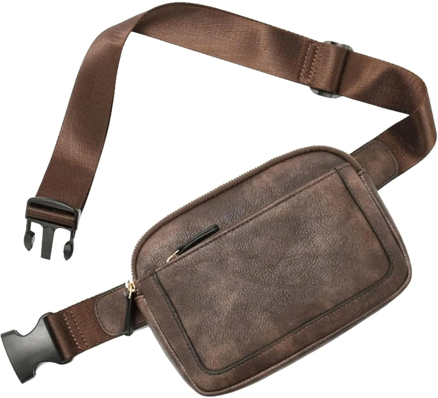 Belt Bag For Women Everywhere Crossbody Waist Bag Adjustable Strap Vegan Leather Women's Fanny Conceal Carry Waist Pack (Coffee, One Size)
