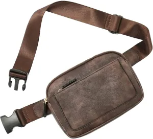 Belt Bag For Women Everywhere Crossbody Waist Bag Adjustable Strap Vegan Leather Women's Fanny Conceal Carry Waist Pack (Coffee, One Size)