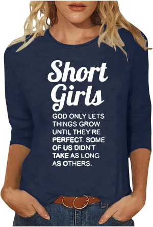 Binmer God Only Lets Things Grow Until They're Perfect Shirts for Womens 3/4 Length Sleeve Tunic Blouse Funny Sayings Tops