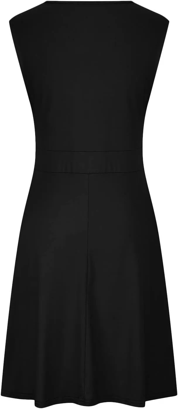 Binmer Womens Plus Size Dresses Sleeveless/Short Sleeve Wrap V-Neck Sundress Casual Summer Wedding Cocktail Dress with Pocket