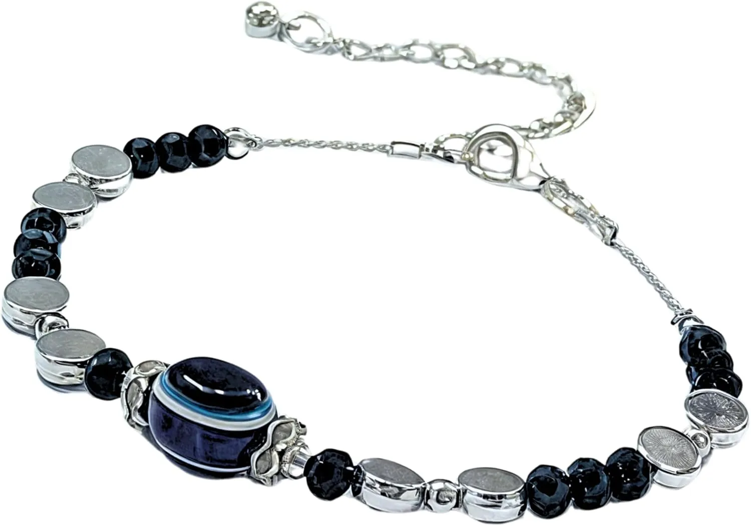 Black Bead Crystal Evil Eye Anklet Bracelet for Women Handmade Waterproof Ankle Foot Bracelets for Women Minimalist Jewelry Adjustable