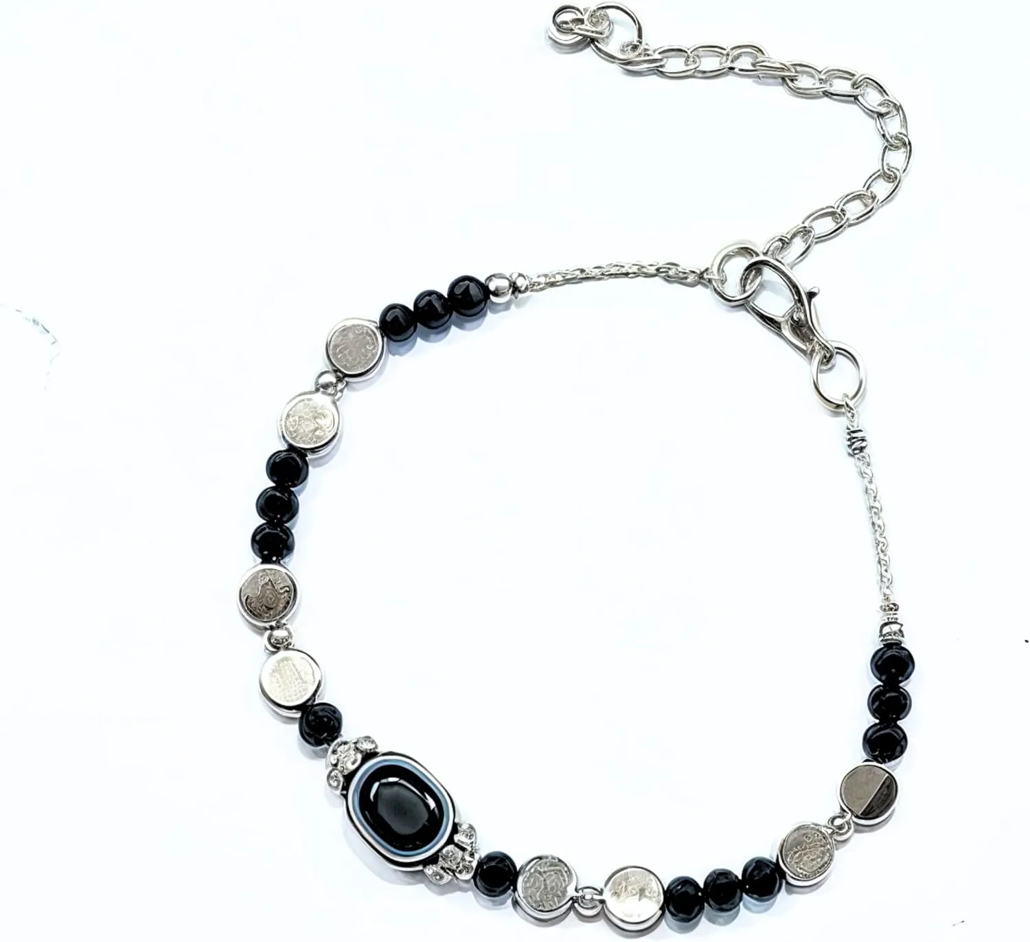 Black Bead Crystal Evil Eye Anklet Bracelet for Women Handmade Waterproof Ankle Foot Bracelets for Women Minimalist Jewelry Adjustable