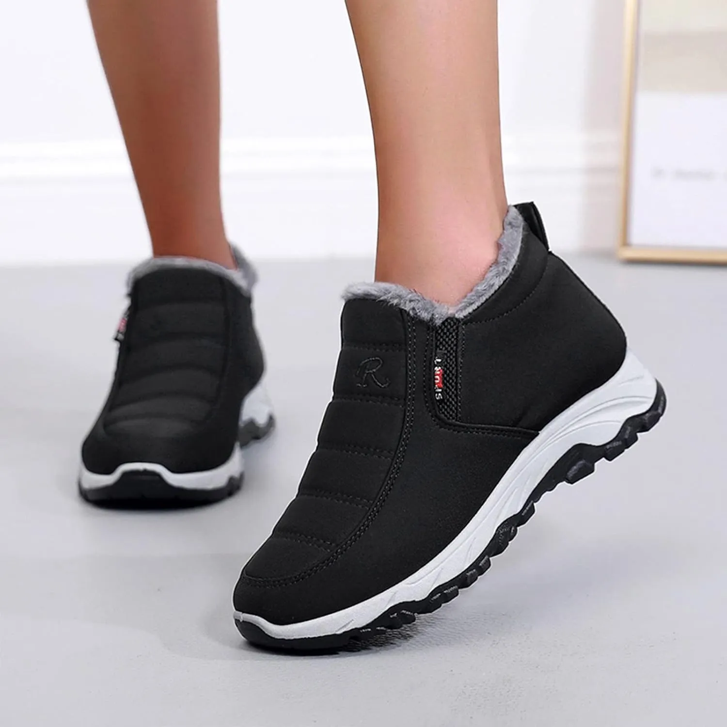 Black Winter Boots for Women Wide Calf Womens Snow Boots 9.5 Wide Warm Winter Boots Women Womens Snow Shoes Ankle Tall Black Winter Boots for Women
