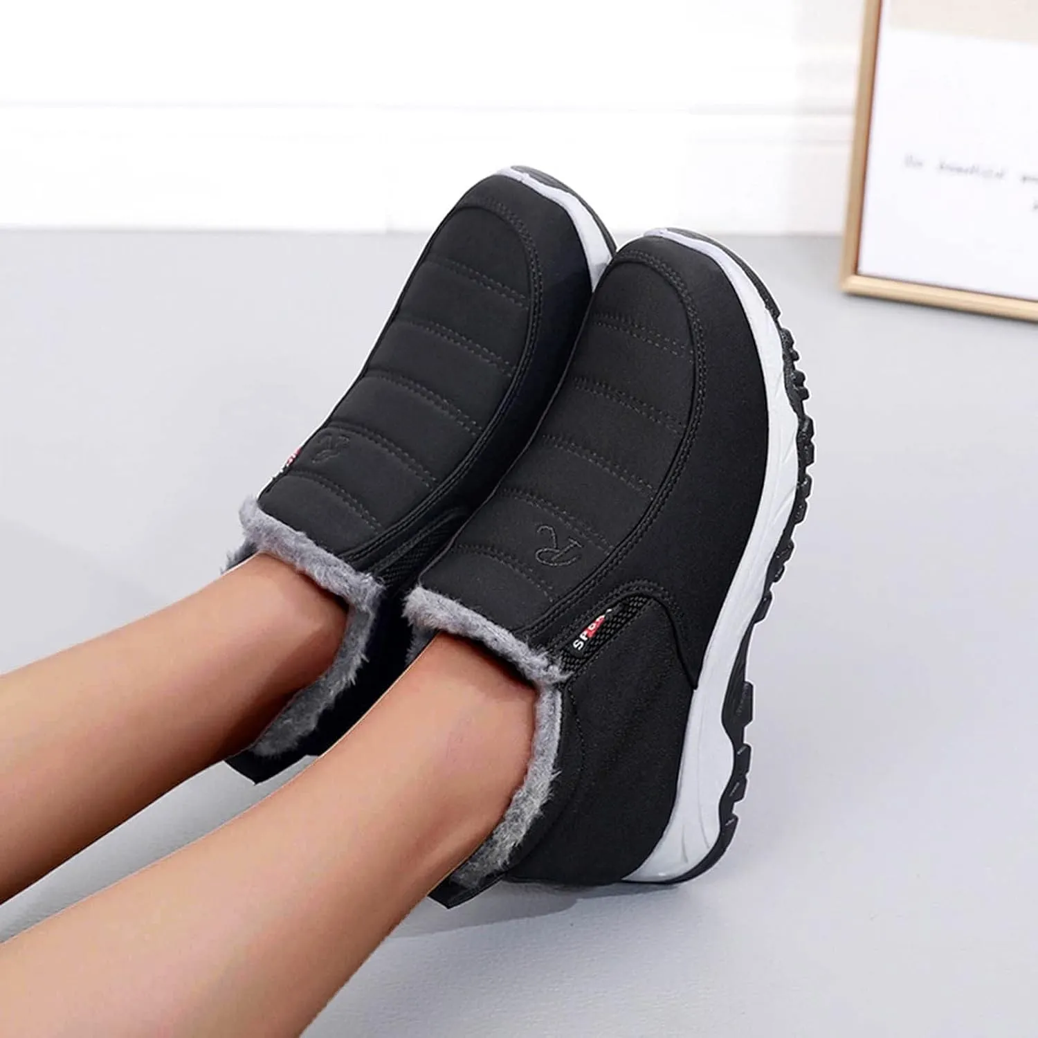 Black Winter Boots for Women Wide Calf Womens Snow Boots 9.5 Wide Warm Winter Boots Women Womens Snow Shoes Ankle Tall Black Winter Boots for Women