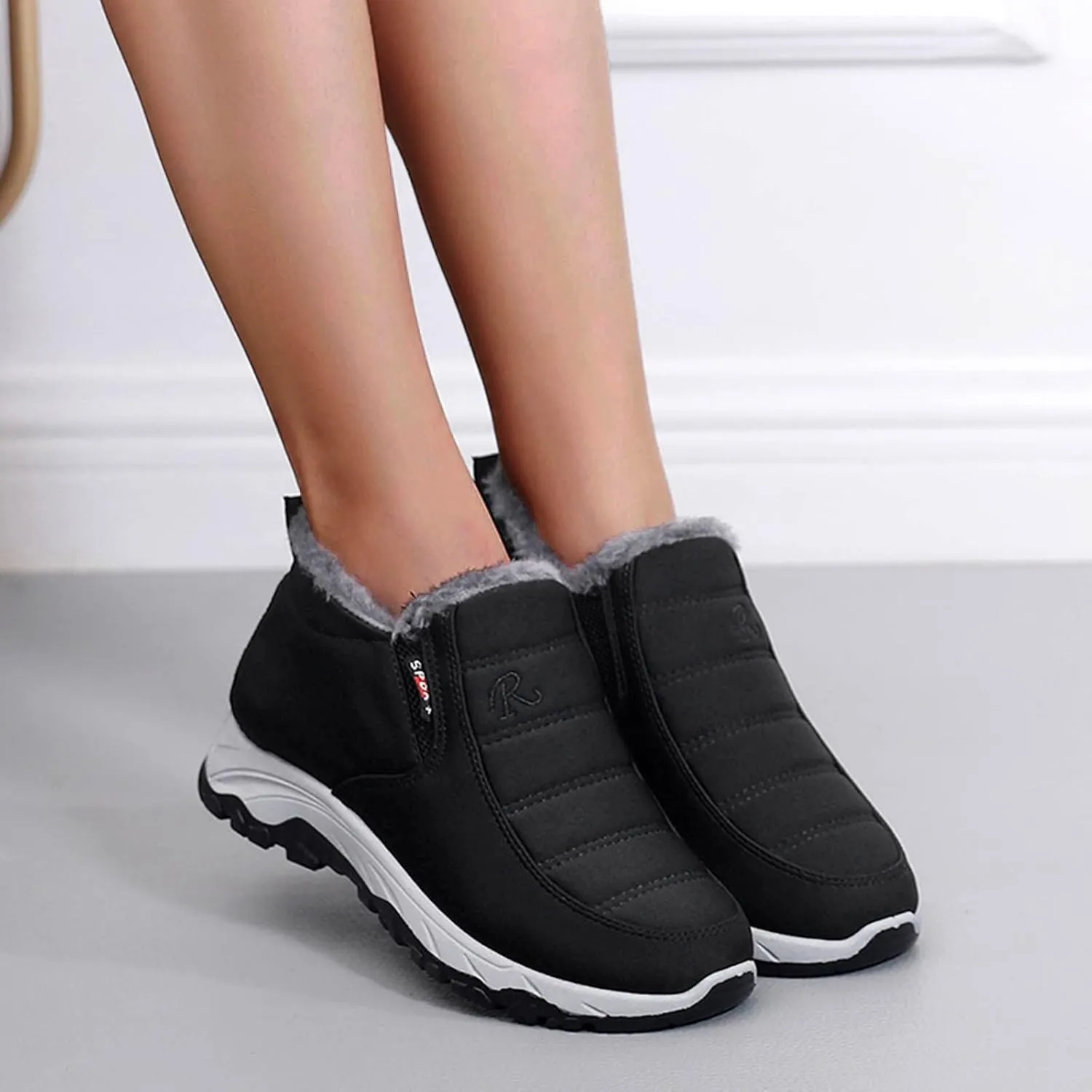 Black Winter Boots for Women Wide Calf Womens Snow Boots 9.5 Wide Warm Winter Boots Women Womens Snow Shoes Ankle Tall Black Winter Boots for Women