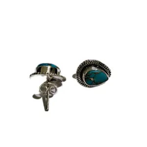 Blue Copper Turquoise Studs, 925 Sterling Silver, Studs Earrings, Unique Jewelry, Anniversary Gift, Birthstone Studs, Gemstone Studs, Gift For Her, Handmade Jewelry, Bridesmaids Gift, Wedding Studs