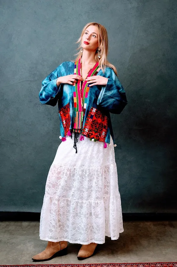 Bohemian Embroidered Jacket For Sale
