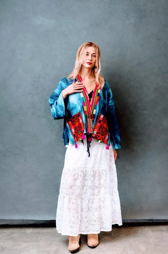 Bohemian Embroidered Jacket For Sale