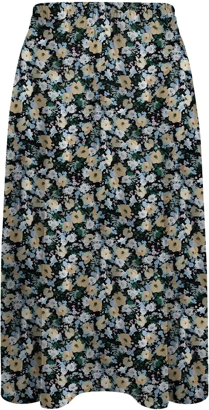 Boho Skirts for Women 2025 Summer Drawstring High Waisted Midi Wrap Skirt Elegant A Line Skirt Knee Length with Pocket