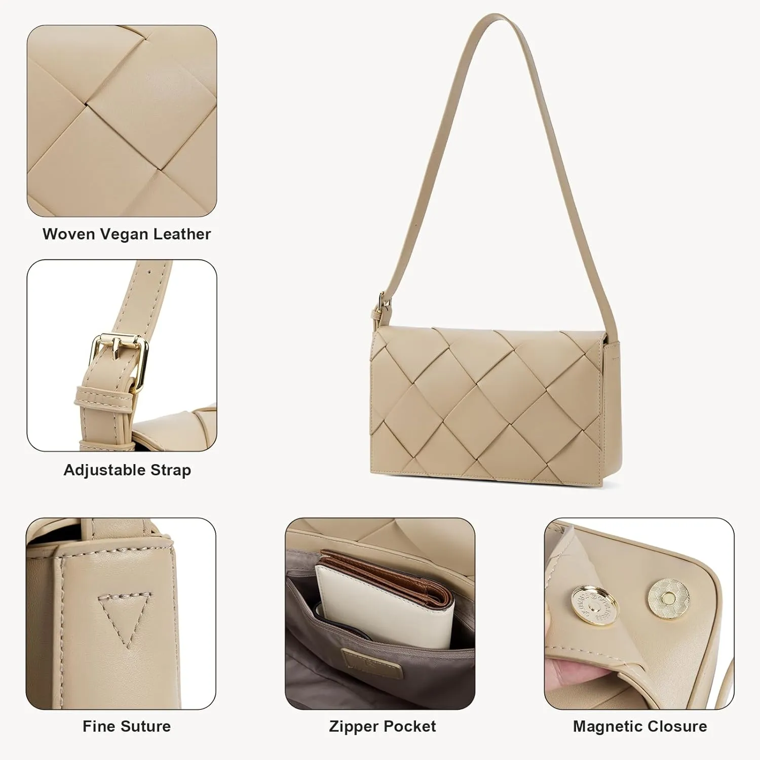 BOSTANTEN Woven Purses for Women Vegan Leather Hobo Bag Shoulder Handbags
