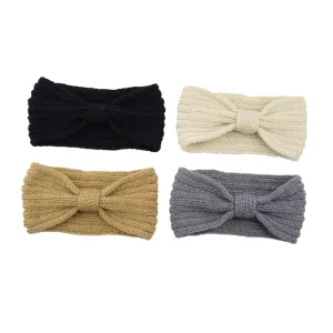 Bow-knot Headband Headbands Warm Hair Band Crochet Hair Hoop 4 Colors Black Grey Yellow Beige