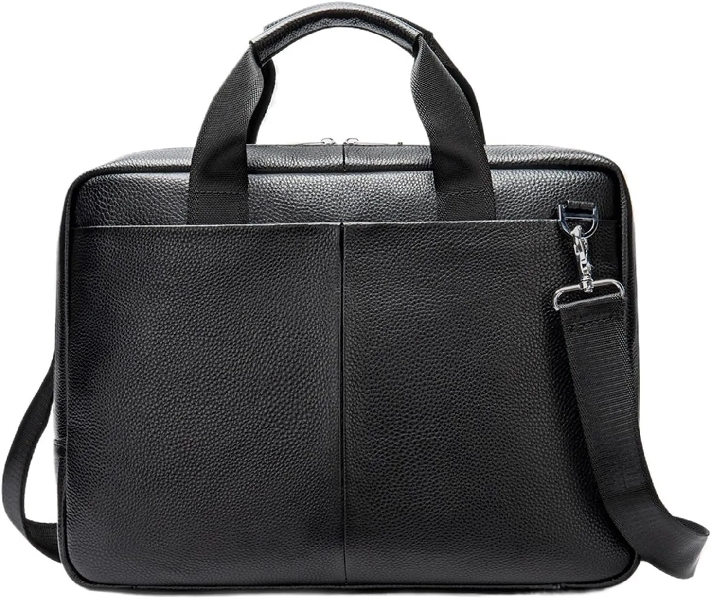 Briefcases 15 Inch Laptop Bag for Men's Briefcases Genuine Leather Men's Executive Briefcase Portafolio(Black)