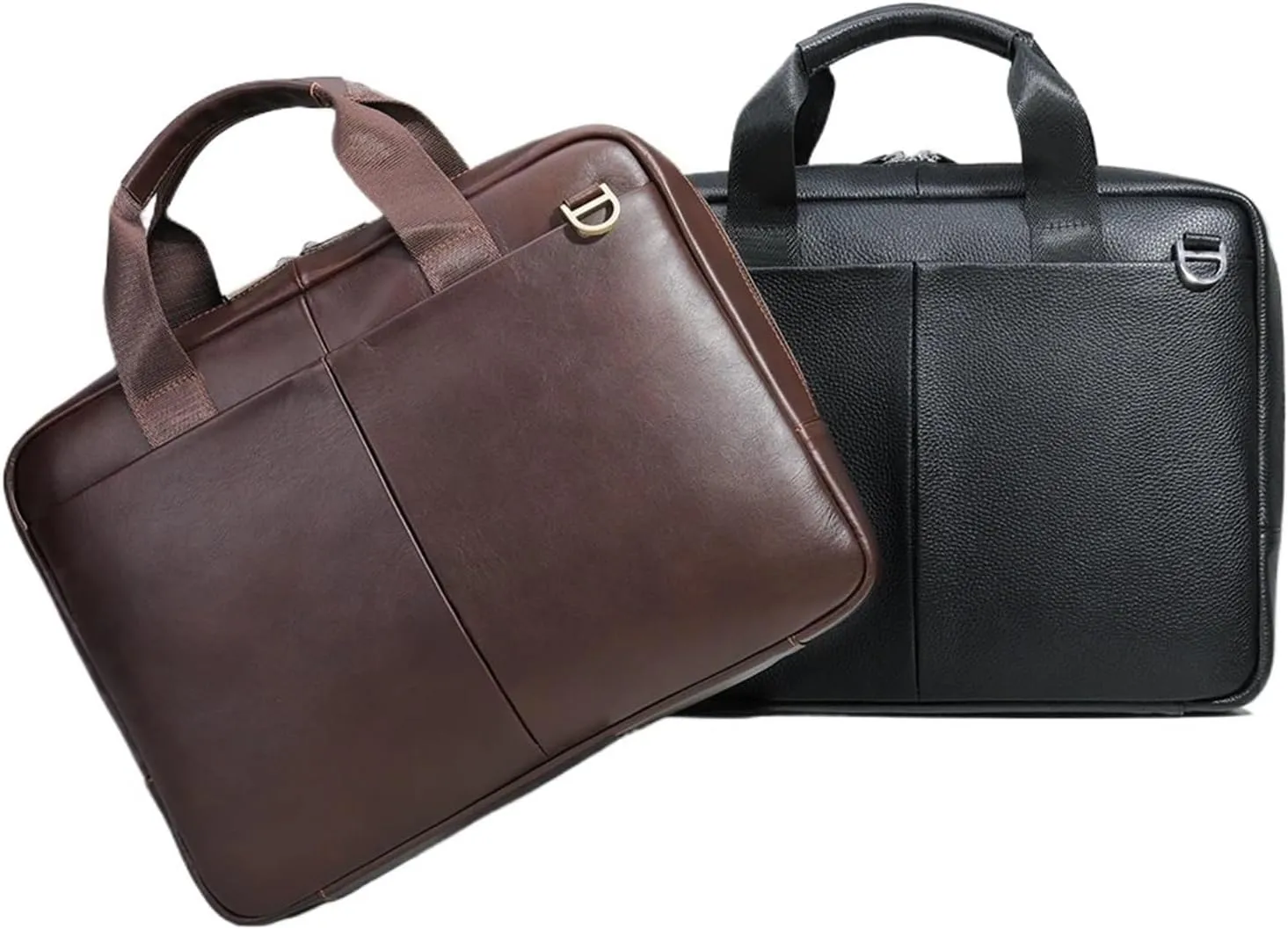 Briefcases 15 Inch Laptop Bag for Men's Briefcases Genuine Leather Men's Executive Briefcase Portafolio(Black)